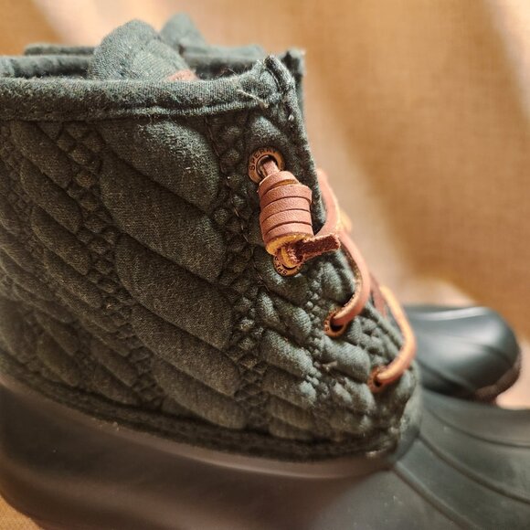 Sperry Saltwater Quilted Duck Boots Green Women's Size 7.5 Original Price $130 - Picture 3 of 16